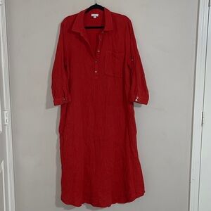 J.Jill Cotton-Gauze One-Pocket Shirtdress large